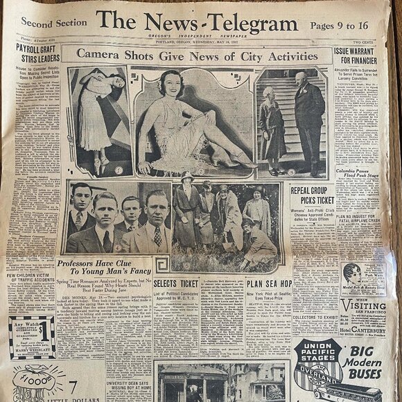 Vintage Newspaper 1932 Oregon's News-Telegram - Lindbergh Hoax - Picture 9 of 12